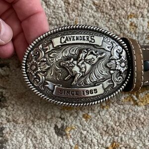 Cavenders belt buckle- tiny belt -leather itself measures 26 inches